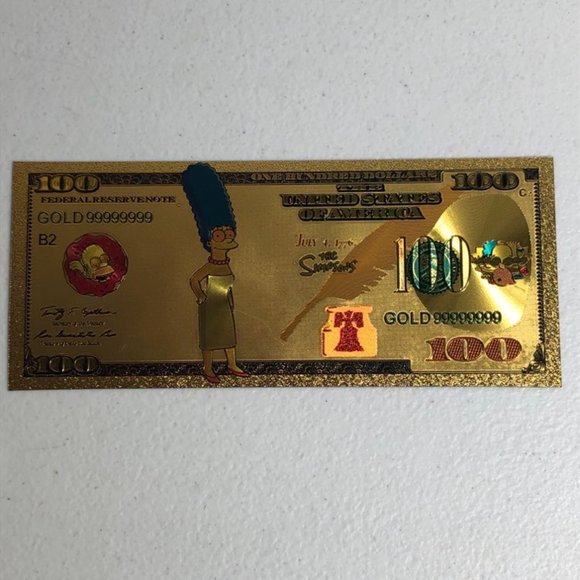 Unbranded Other - Marge Simpson Gold Bank Note Novelty Souvenir Collectible Simpsons Cartoon